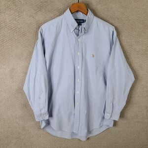 Vintage Ralph Lauren Shirt Men 16.5 33 Blue Yarmouth Oxford Button Up Flesh Pony